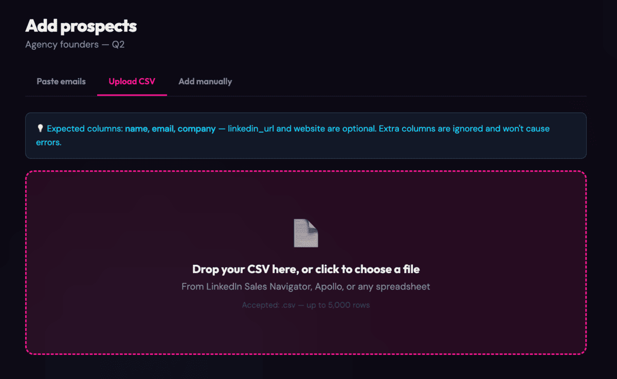 Import screen 1